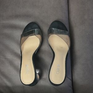 Børn Black Clear-Strap Slip-On Mules for Women